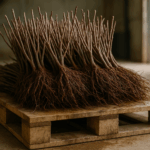 Wurzelnacktes Aronia Pflanzmaterial auf Palette – Bio-Aroniapflanzen für Plantagen